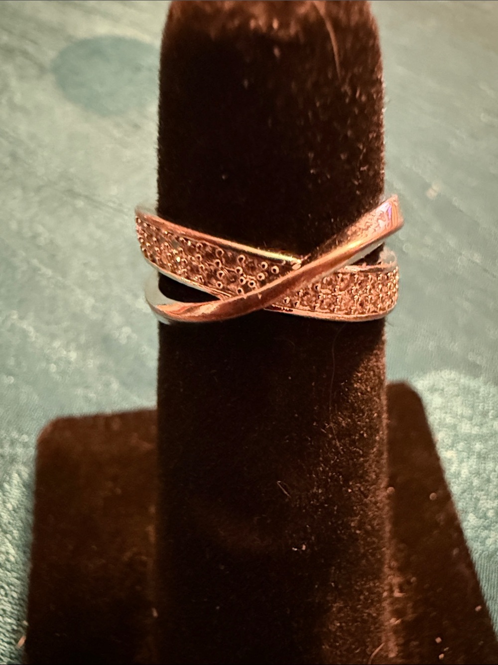 Sterling Silver Crisscross Pavé Ring - Silver